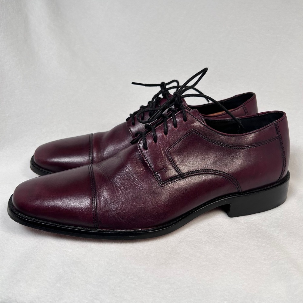 Johnston & Murphy Derby Dress Shoes J. Murphy Burgundy Leather Cap Toe Men 11.5M
